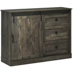 HOMCOM Farmhouse Coffee Bar Cabinet, Kitchen Sideboard, Buffet Cabinet with Sliding Barn Door and 3 Storage Drawers for Living Room