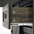 Mobile credenza stile rustico per caffè, credenza e buffet da cucina con anta scorrevole a granaio e 3 cassetti per il soggiorno