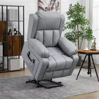 Poltrona reclinabile Power Lift con massaggio vibrante, calore, telecomando e tasche laterali – Grigio