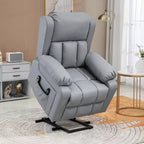 Poltrona reclinabile Power Lift con massaggio vibrante, calore, telecomando e tasche laterali – Grigio