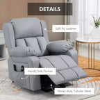 Poltrona reclinabile Power Lift con massaggio vibrante, calore, telecomando e tasche laterali – Grigio