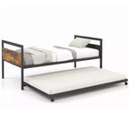 Costway Twin Metal Daybed with Trundle Lockable Wheels Heavy Duty Metal Slats Support
