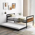 Twin Metal Daybed with Trundle – Lockable Wheels & Heavy Duty Slat Support