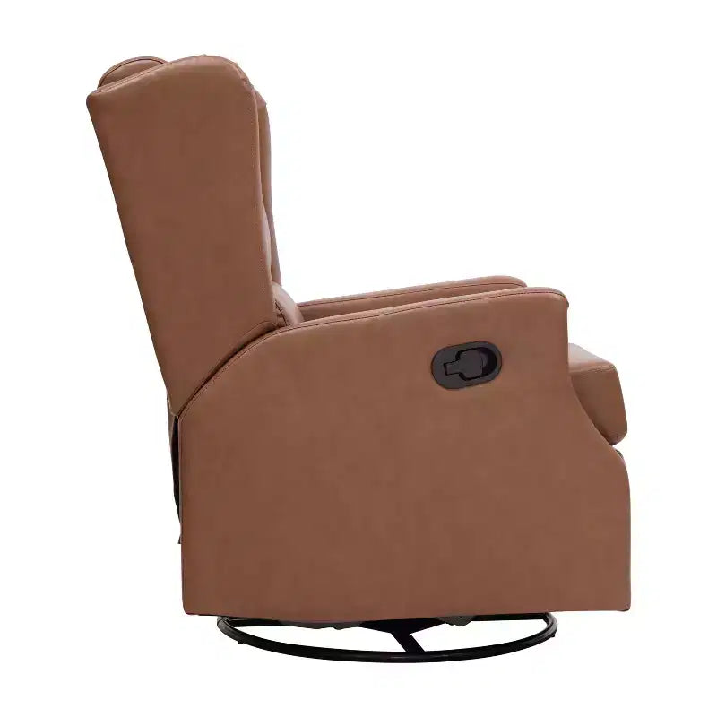 Manual Glider Rocker Recliner Chair with 360° Swivel – Wingback Style for Living Room, Bedroom or Nursery