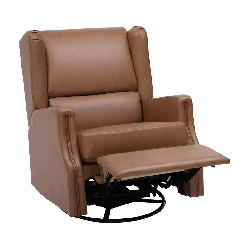 Manual Glider Rocker Recliner Chair with 360° Swivel – Wingback Style for Living Room, Bedroom or Nursery