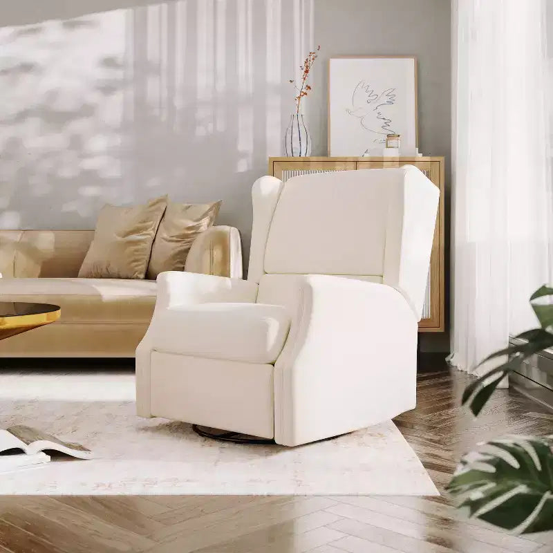 Manual Glider Rocker Recliner Chair with 360° Swivel – Wingback Style for Living Room, Bedroom or Nursery
