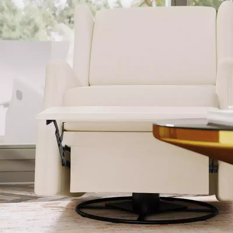 Manual Glider Rocker Recliner Chair with 360° Swivel – Wingback Style for Living Room, Bedroom or Nursery