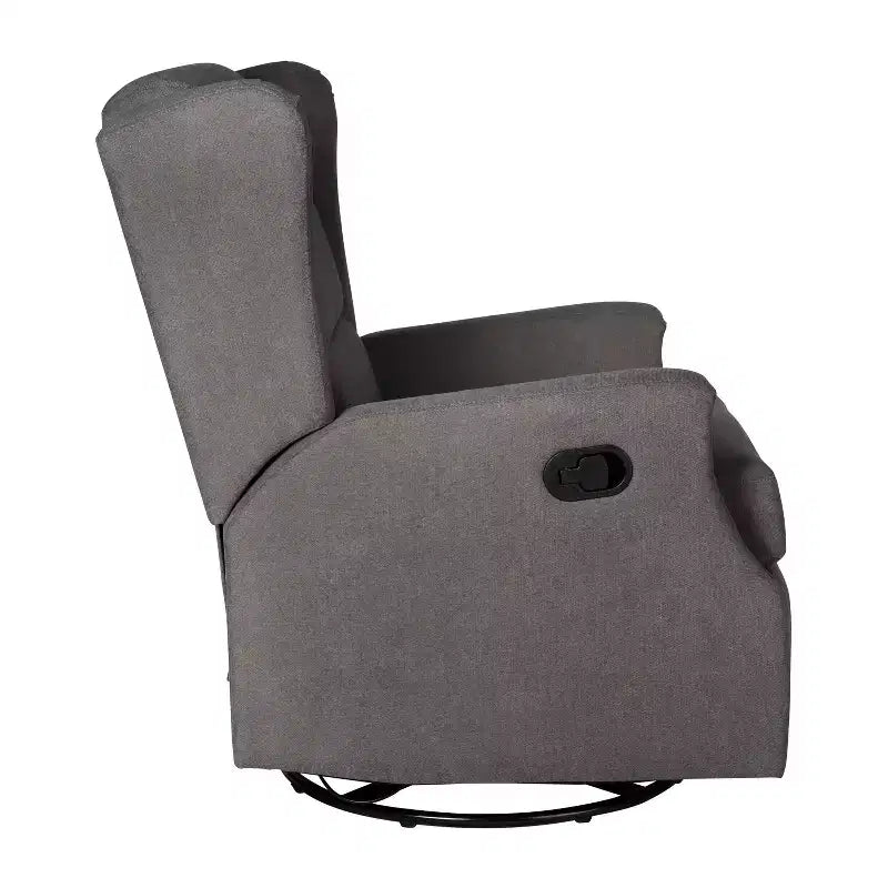 Manual Glider Rocker Recliner Chair with 360° Swivel – Wingback Style for Living Room, Bedroom or Nursery