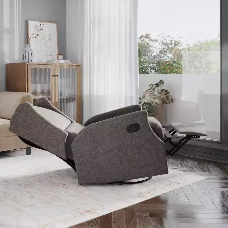 Manual Glider Rocker Recliner Chair with 360° Swivel – Wingback Style for Living Room, Bedroom or Nursery