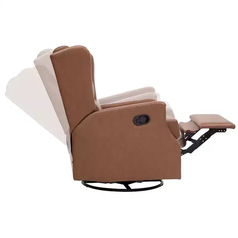 Manual Glider Rocker Recliner Chair with 360° Swivel – Wingback Style for Living Room, Bedroom or Nursery