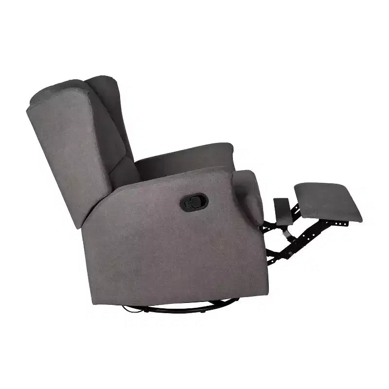 Manual Glider Rocker Recliner Chair with 360° Swivel – Wingback Style for Living Room, Bedroom or Nursery