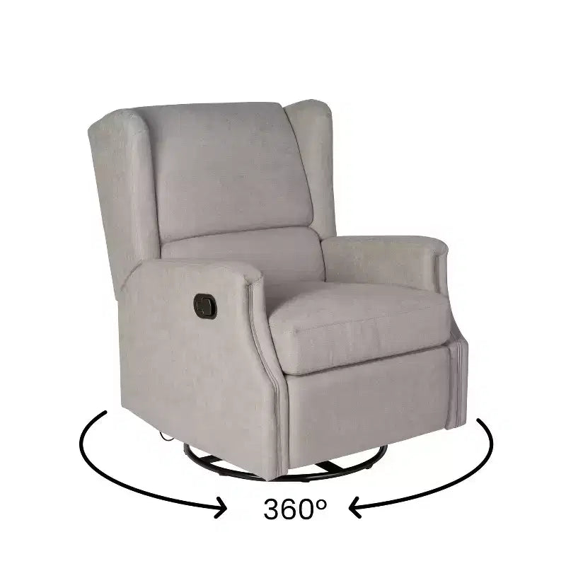 Manual Glider Rocker Recliner Chair with 360° Swivel – Wingback Style for Living Room, Bedroom or Nursery
