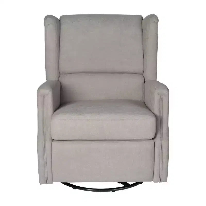 Manual Glider Rocker Recliner Chair with 360° Swivel – Wingback Style for Living Room, Bedroom or Nursery