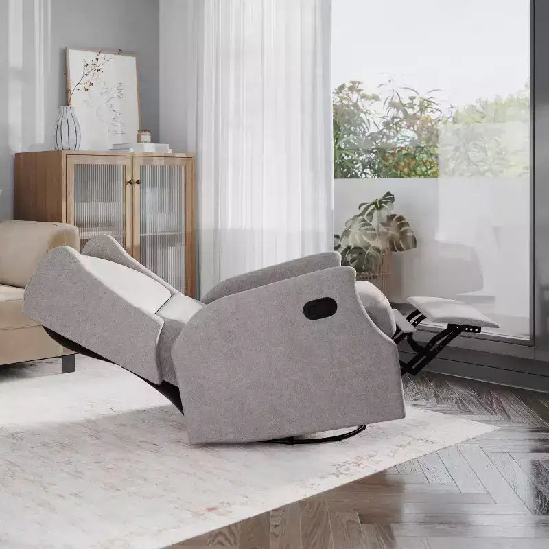 Manual Glider Rocker Recliner Chair with 360° Swivel – Wingback Style for Living Room, Bedroom or Nursery