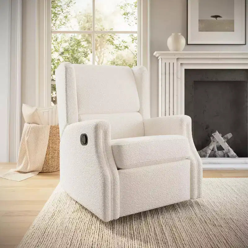 Manual Glider Rocker Recliner Chair with 360° Swivel – Wingback Style for Living Room, Bedroom or Nursery