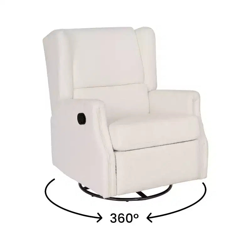 Manual Glider Rocker Recliner Chair with 360° Swivel – Wingback Style for Living Room, Bedroom or Nursery