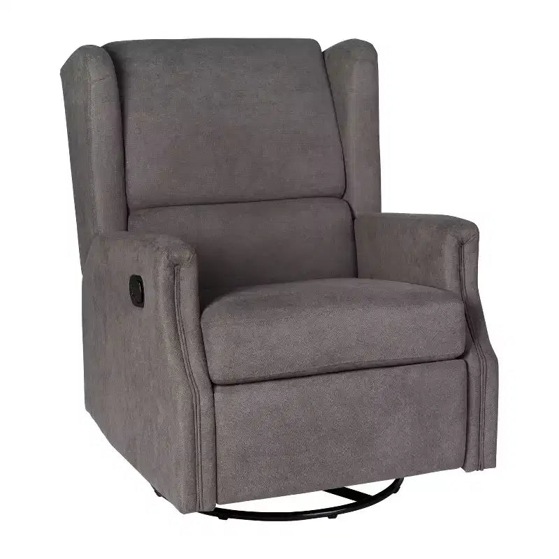 Manual Glider Rocker Recliner Chair with 360° Swivel – Wingback Style for Living Room, Bedroom or Nursery
