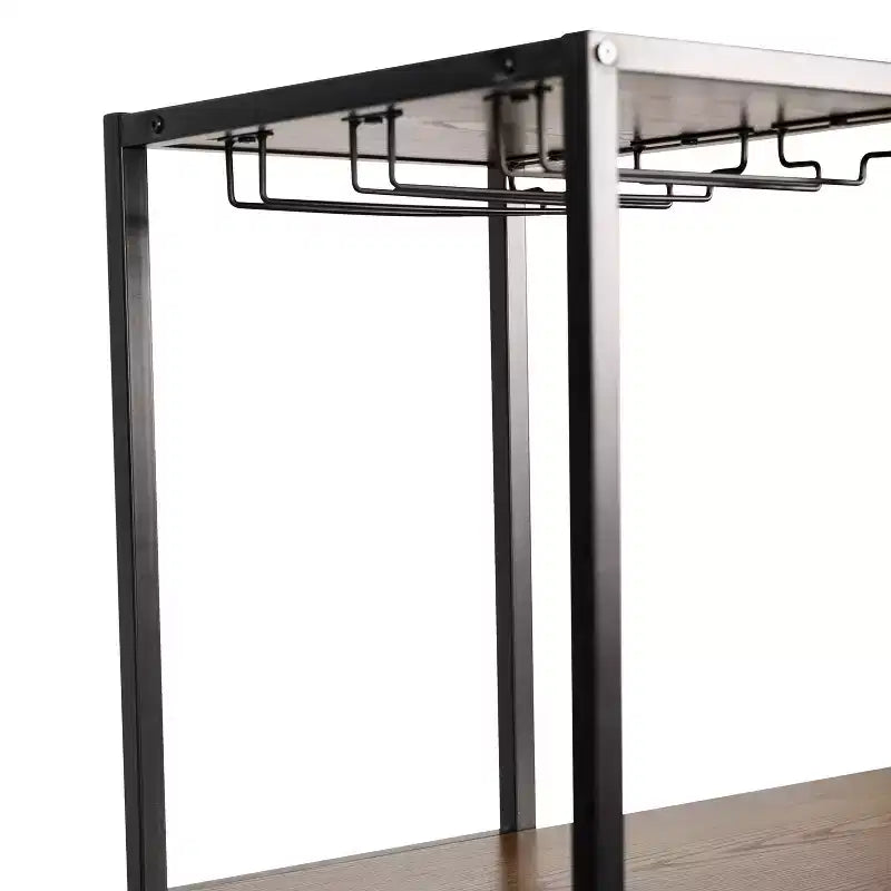 5-Tier Metal Bar and Wine Table with Bottle Storage and Stemware Holders