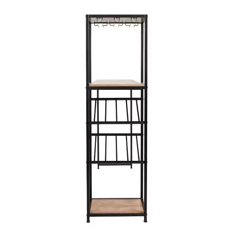 5-Tier Metal Bar and Wine Table with Bottle Storage and Stemware Holders
