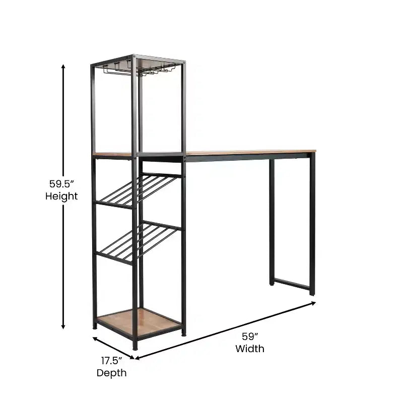 5-Tier Metal Bar and Wine Table with Bottle Storage and Stemware Holders