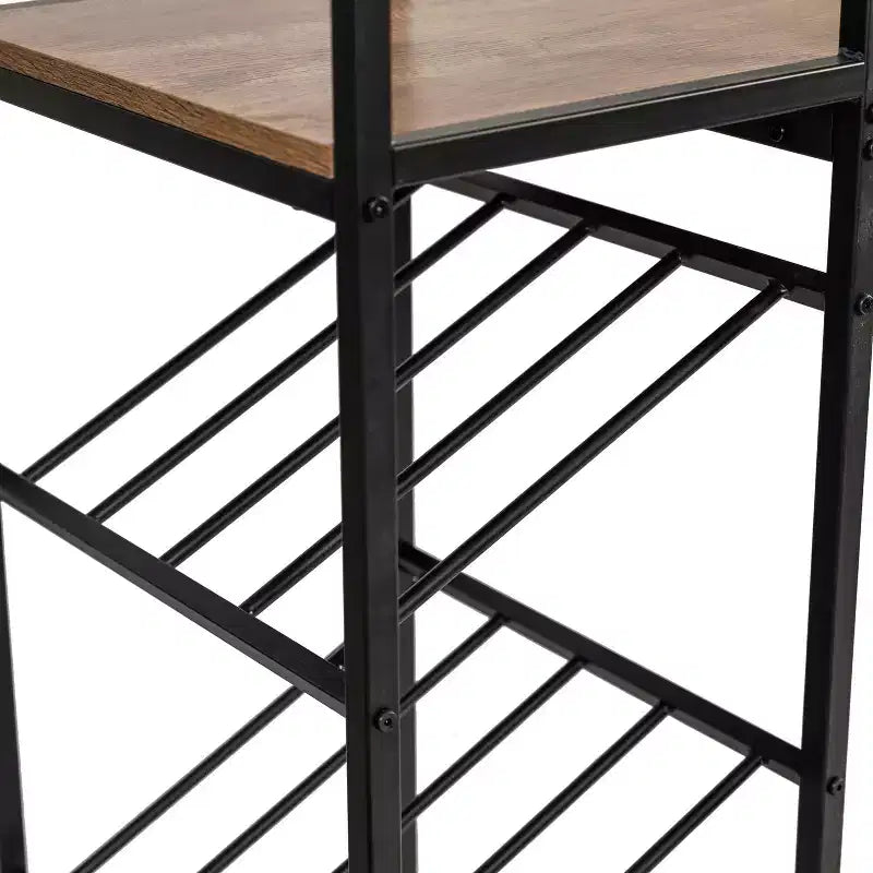 5-Tier Metal Bar and Wine Table with Bottle Storage and Stemware Holders