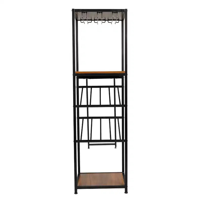 5-Tier Metal Bar and Wine Table with Bottle Storage and Stemware Holders