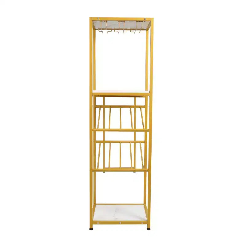 5-Tier Metal Bar and Wine Table with Bottle Storage and Stemware Holders
