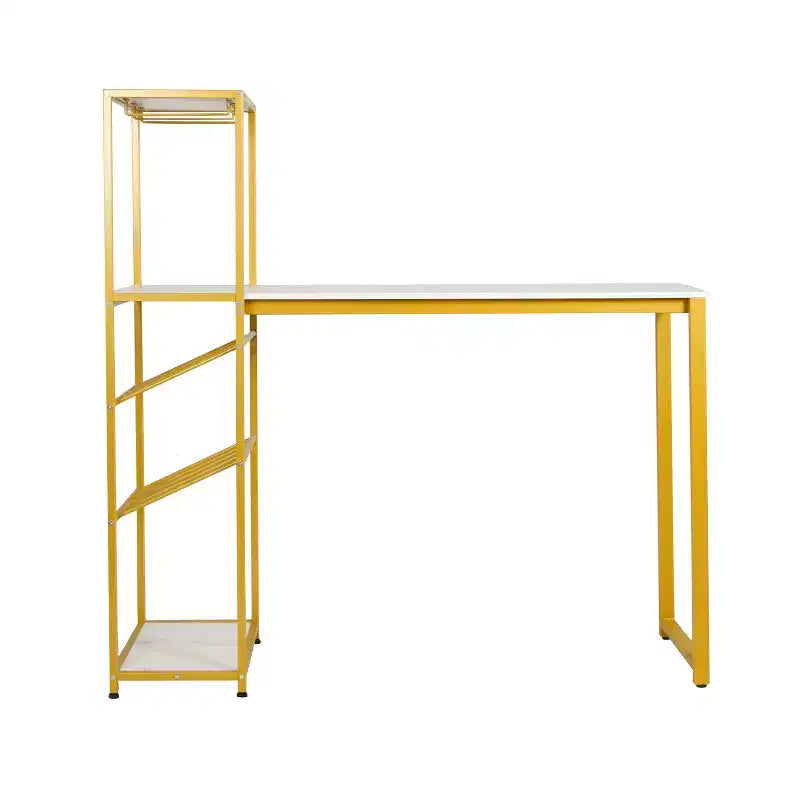5-Tier Metal Bar and Wine Table with Bottle Storage and Stemware Holders