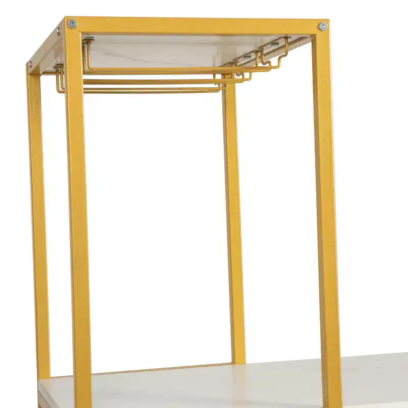 5-Tier Metal Bar and Wine Table with Bottle Storage and Stemware Holders
