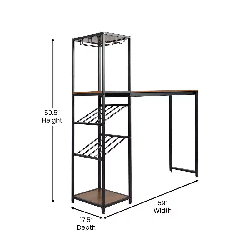5-Tier Metal Bar and Wine Table with Bottle Storage and Stemware Holders