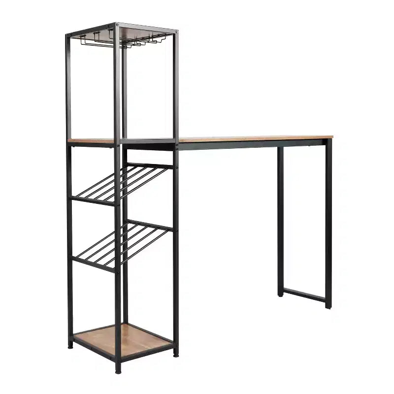 5-Tier Metal Bar and Wine Table with Bottle Storage and Stemware Holders