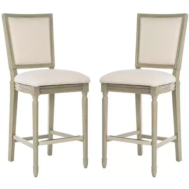 Rectangle Bar Stool (Set of 2) – Upholstered, Fixed Height, 30" Seat