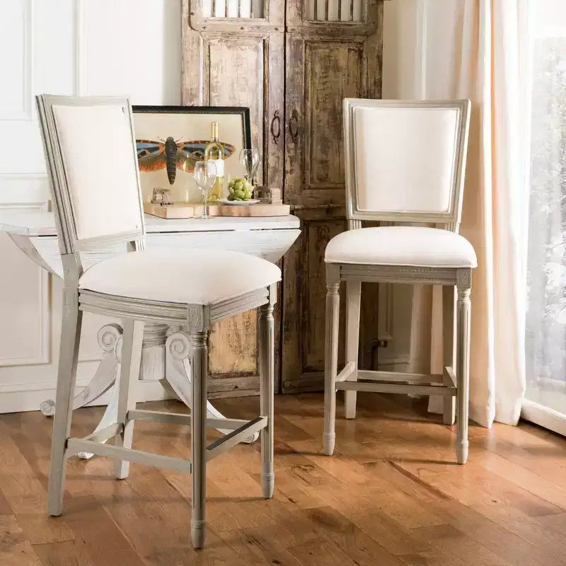 Rectangle Bar Stool (Set of 2) – Upholstered, Fixed Height, 30" Seat