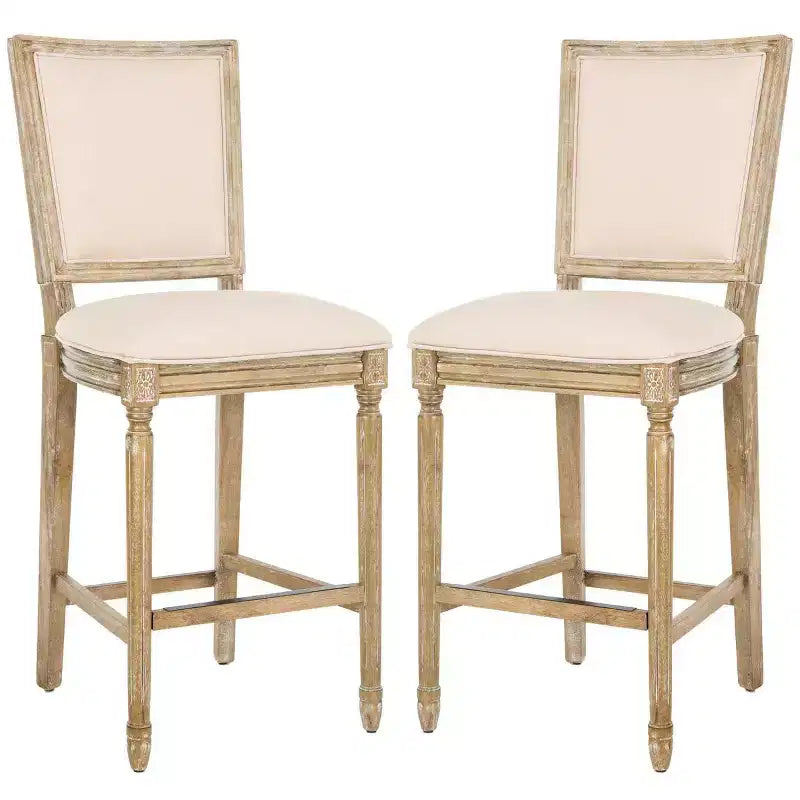 Rectangle Bar Stool (Set of 2) – Upholstered, Fixed Height, 30" Seat