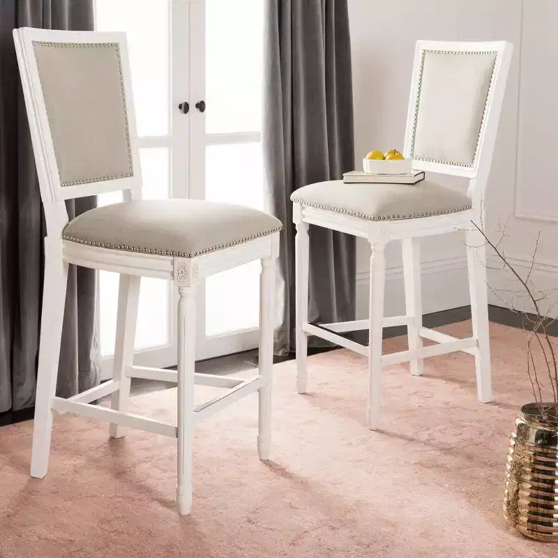 Rectangle Bar Stool (Set of 2) – Upholstered, Fixed Height, 30" Seat