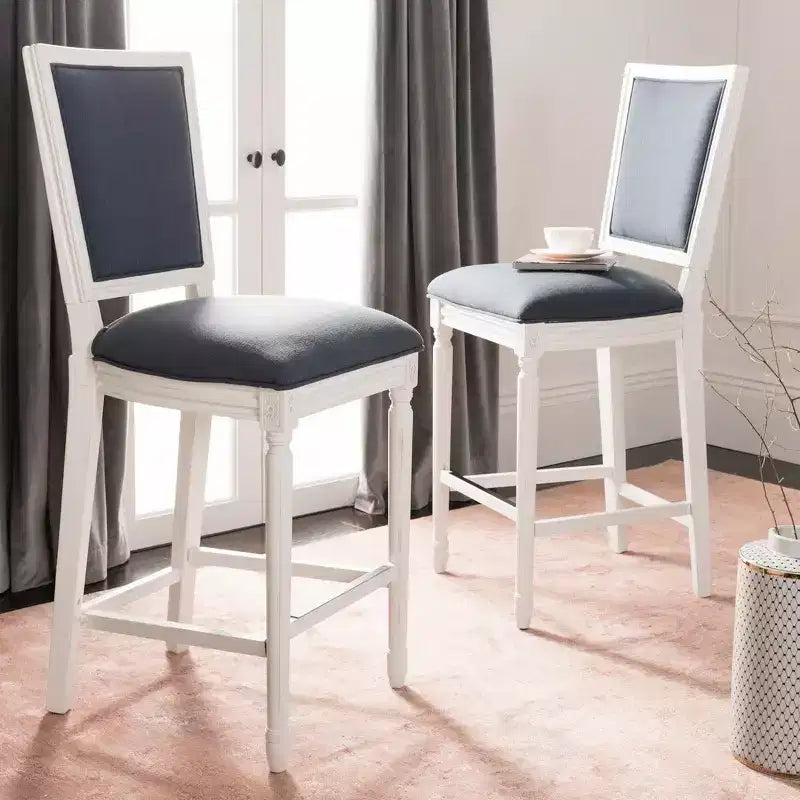 Rectangle Bar Stool (Set of 2) – Upholstered, Fixed Height, 30" Seat