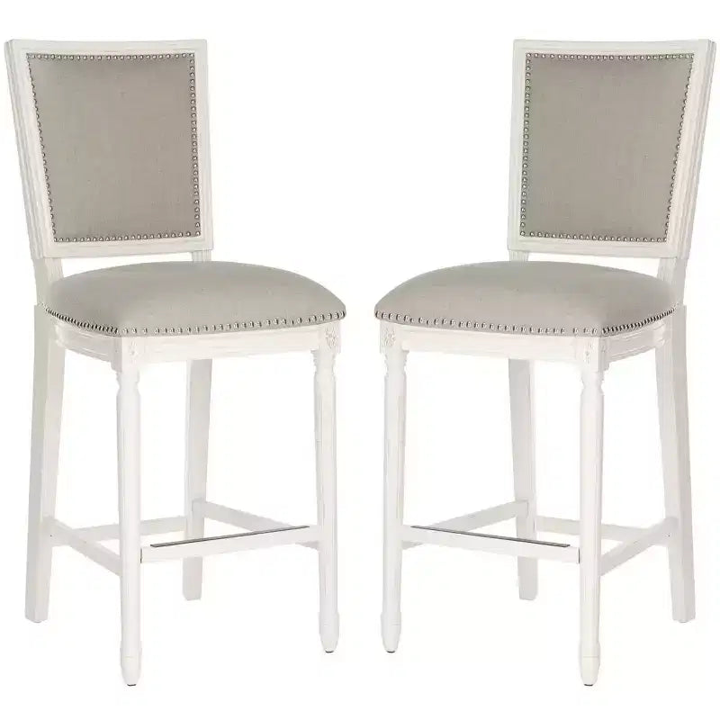 Rectangle Bar Stool (Set of 2) – Upholstered, Fixed Height, 30" Seat