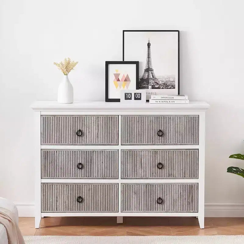 6-Drawer Wooden Dresser for Bedroom, Living Room, Hallway and Nursery
