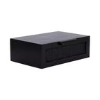Kate and Laurel Ori Floating Side Table Rattan, 18x13x6, Black