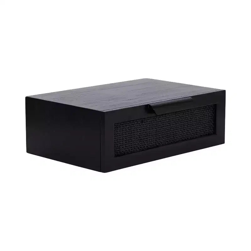Kate and Laurel Ori Floating Side Table Rattan, 18x13x6, Black