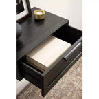 Tavolino laterale galleggiante con cassetto in rattan, 18x13x6, nero