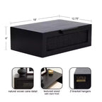 Tavolino laterale galleggiante con cassetto in rattan, 18x13x6, nero