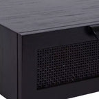 Tavolino laterale galleggiante con cassetto in rattan, 18x13x6, nero