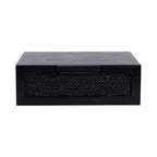 Tavolino laterale galleggiante con cassetto in rattan, 18x13x6, nero