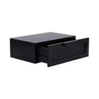 Tavolino laterale galleggiante con cassetto in rattan, 18x13x6, nero
