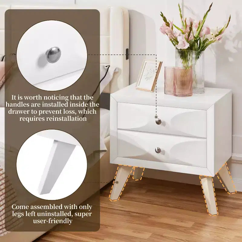 2-Drawer Vintage Nightstand End Table