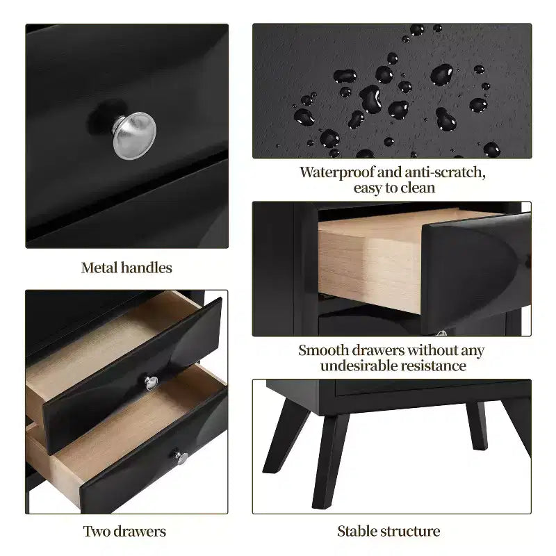 2-Drawer Vintage Nightstand End Table