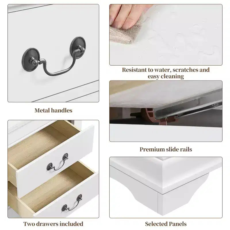 Modern 2-Drawer Nightstand Bedside Table