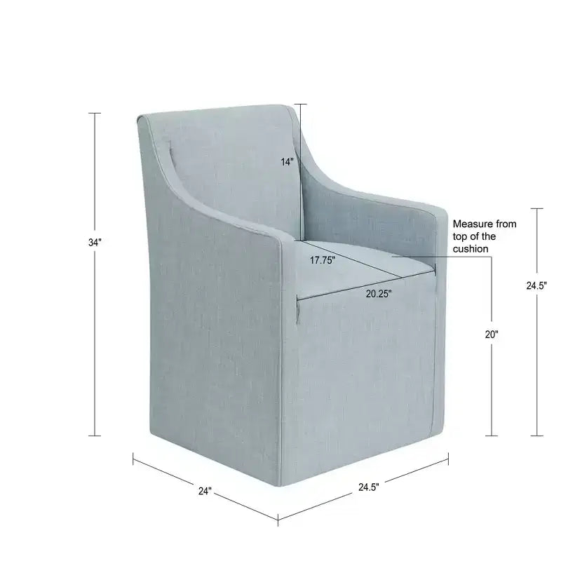 Slipcover Dining Arm Chair with Casters