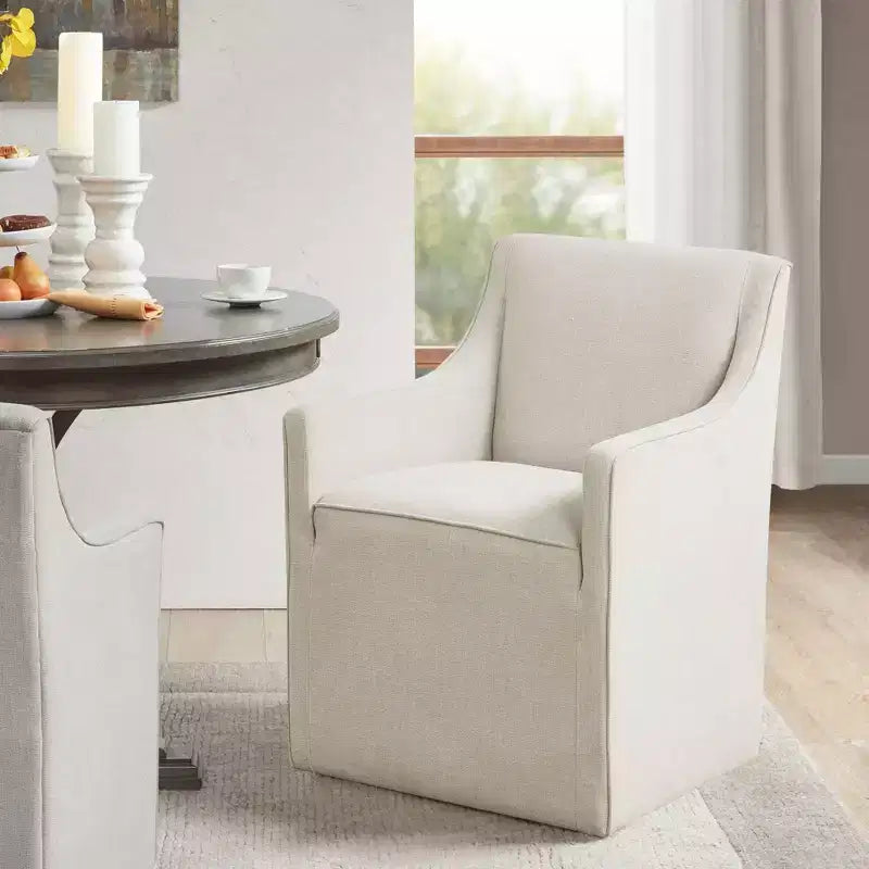 Slipcover Dining Arm Chair with Casters